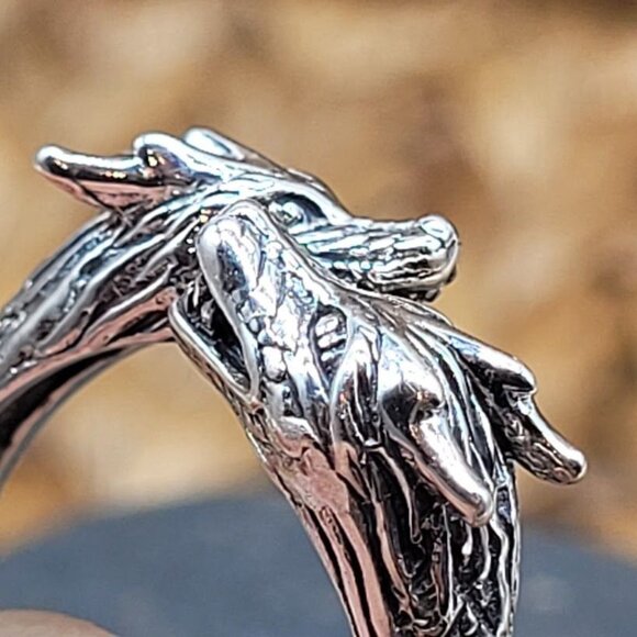 NEW Double Dragon Sterling Silver Ring Mythical Design Fantasy Game Thrones Goth - Picture 5 of 8